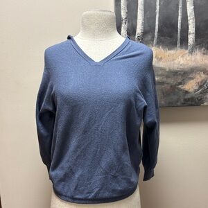 Blue V-Neck hooded Sweater